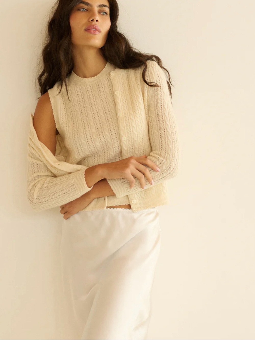 NWT Doen Danae Cashmere Cable Cardigan